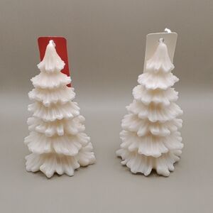 Festive White Tree-Shaped Candles